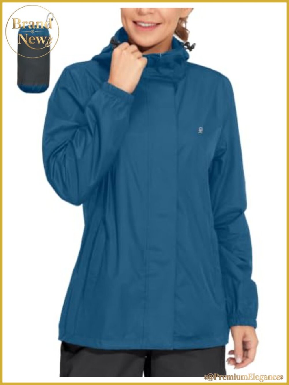 Packable Waterproof Hooded Rain Jacket Nylon Heat Sealed